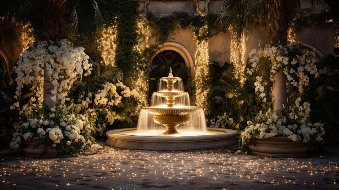 Courtyard Fountain Backdrop - Etsy