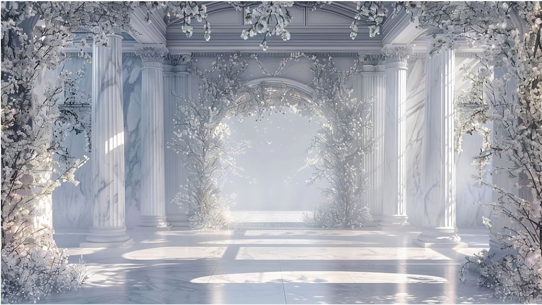 White Marble With Flowered Arbor Digital Backdrop - Etsy