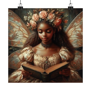 Czarujący plakat z bajką, magiczny wydruk artystyczny, dekoracja ścienna fantasy, prezent dla marzycieli, boho dekoracja domu, motyw wróżek