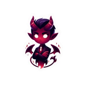 Cute Suit Devil Kiss-Cut Vinyl Decals for Laptop, Water Bottle, Car, Halloween Decor, Gift for Anime Lovers