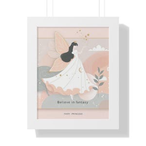 Fairy Princess Framed Vertical Poster, Whimsical Wall Art, Magical Home Decor, Bedroom Decor, Nursery Artwork, Fantasy Gift
