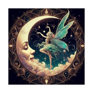 Feen Mond Poster, magische Wandkunst für Träumer, Fantasy Dekoration, himmlische Dekoration, Geschenk für Naturliebhaber