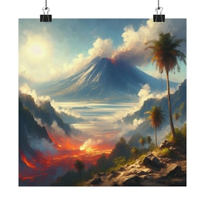 Vibrant Matte Vertical Posters | Lava Flow Art Print, Landscape Wall Decor, Volcano Home Decor, Gift for Nature Lovers