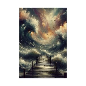 Tidal Wave Matte Poster: Dark Ocean Nautical Wall Art