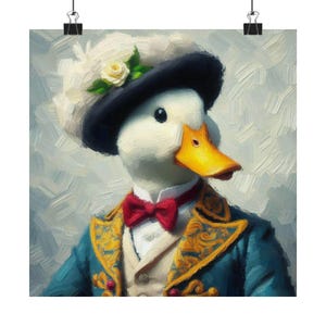 Whimsical Duck Art Poster | Quirky Home Decor, Unique Gift for Animal Lovers, Funny Wall Art, Bird Lover&#39;s Delight, Party Decoration