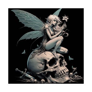 Gothic Fairy Art Poster, Enchanted Wall Decor, Dark Fantasy Home Art, Unique Gift for Halloween, Witchy Room Decor, Matte Vertical Print