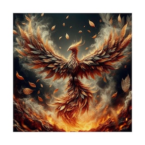Phoenix Wall Art, Matte Poster for Home Decor, Firebird Print, Boho Wall Art, Fall Theme Decor, Unique Gift Idea, Forest Fire