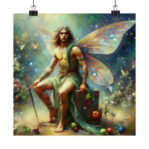 Mythisches Feen Poster, Verzauberte Garten Dekoration, Fantasy Wand Kunst, Magische Dekoration, Geschenke für Naturliebhaber