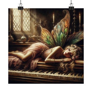 Verträumter Feen Kunstdruck, mattes vertikales Poster, wunderliches Wohndekor für Fantasy-Liebhaber, bezaubernde Wandkunst, magische Geschenkidee
