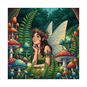 Fantasy Forest Fairy Art Poster, Enchanted Wall Decor, Nature Lover Gift, Magical Room Accent, Whimsical Home Aesthetic