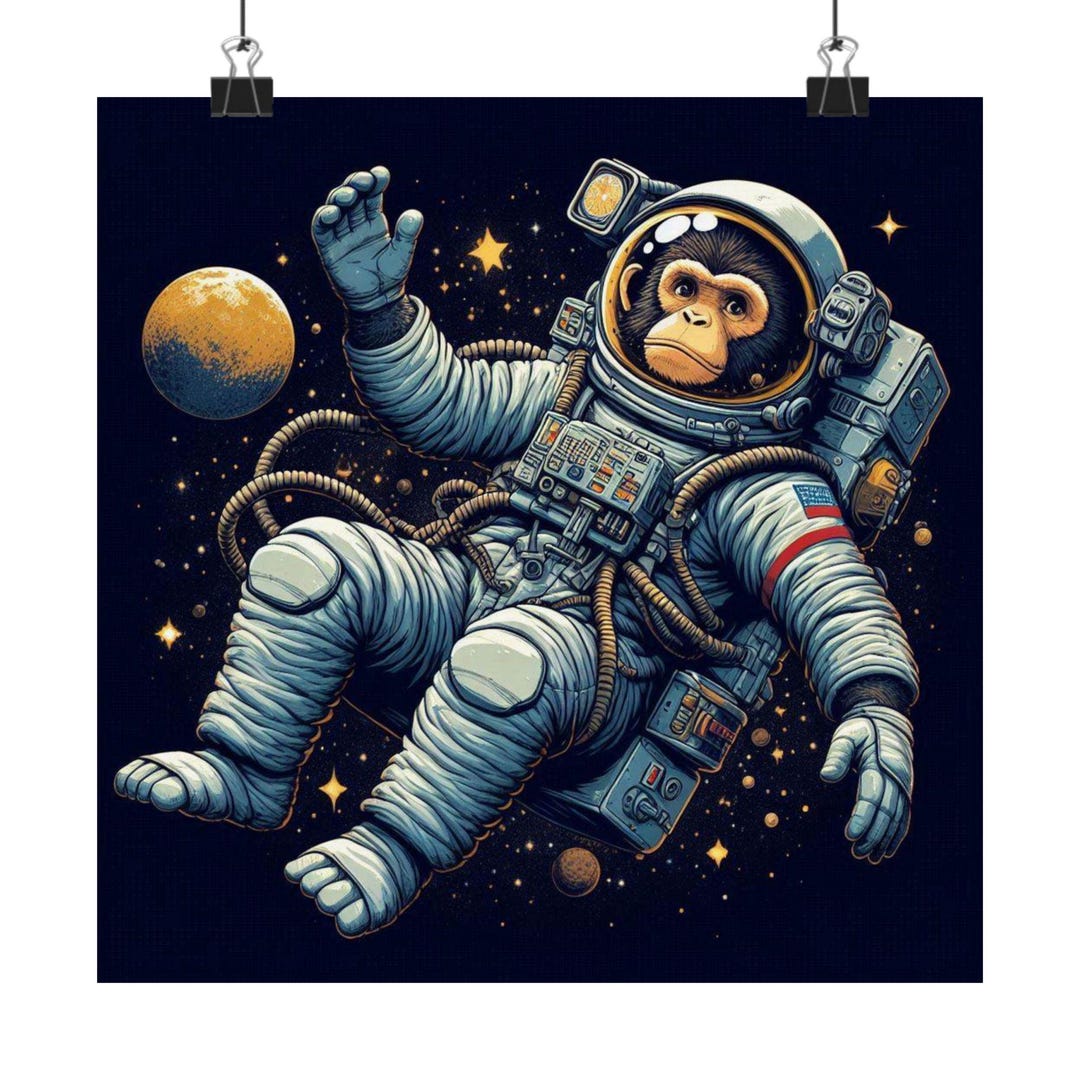Astronaut Monkey Poster, Space Wall Art, Unique Home Decor, Gift for ...