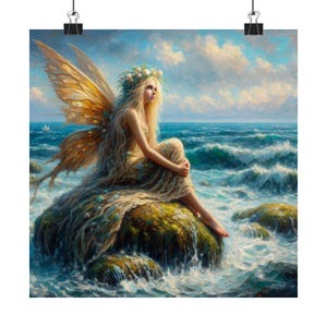 Fairy Seaside Matte Vertical Posters, Magical Wall Art, Home Decor, Gift Idea, Fantasy Art, Coastal Aesthetic