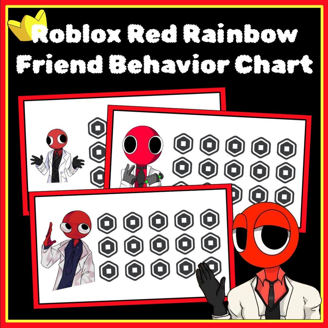 Roblox Red Rainbow Friend IN-COLOR Behavior Chart - 3 Styles - 2 Sizes ...