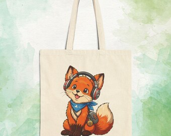 Daydream Valley Byte Tote Bag | Full Color Fox Gamer Cotton Canvas Bag