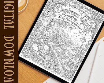 Cozy Gamer Coloring Book, Daydream Valley Whimsical Printable PDF