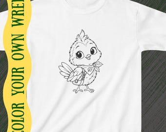 Daydream Valley Wren Color Your Own Kids T-Shirt | Wearable Coloring Shirt | Kids Gamer Gift