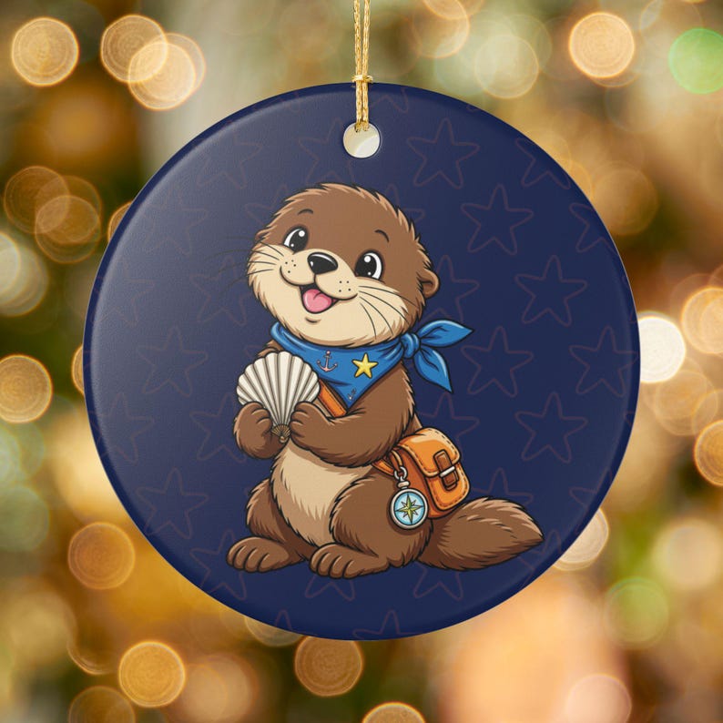 Otter Ripple mit Muschelornament, Keramikdekoration | Maritimer Urlaub Bild 1