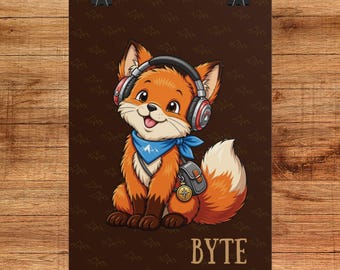 Byte Fox Gamer Poster | Cozy Gaming Room Art (Rolled Print)