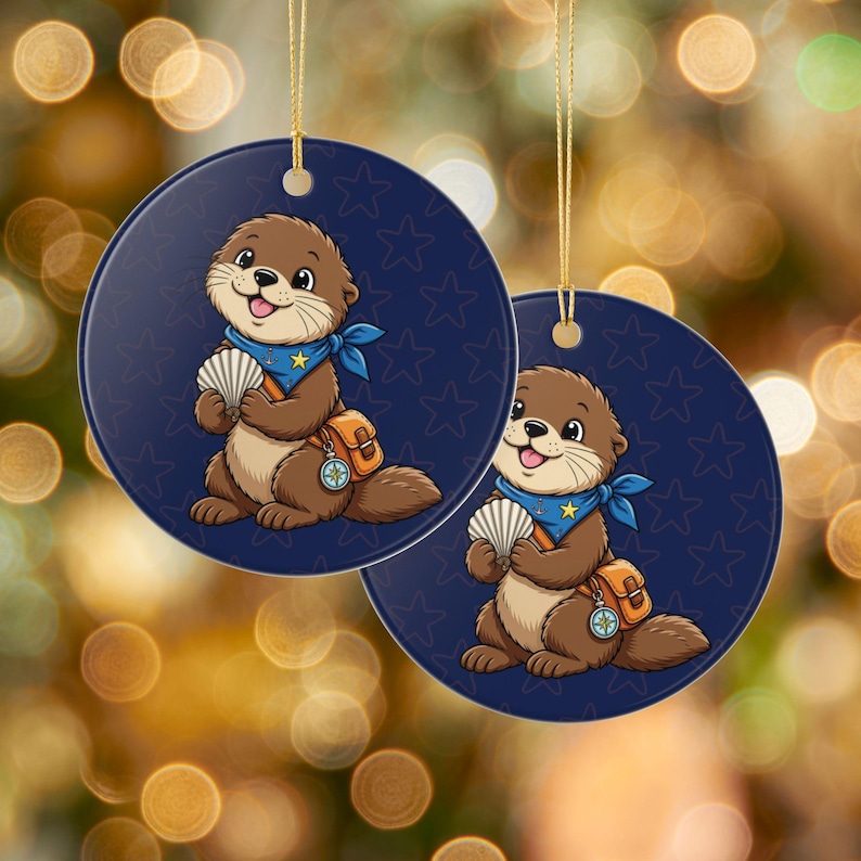 Otter Ripple mit Muschelornament, Keramikdekoration | Maritimer Urlaub Bild 2