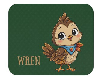 Wren Songbird Mauspad | Gemütliche Gaming-Schreibtischunterlage mit Waldmotiv (Vollflächig bedruckt)