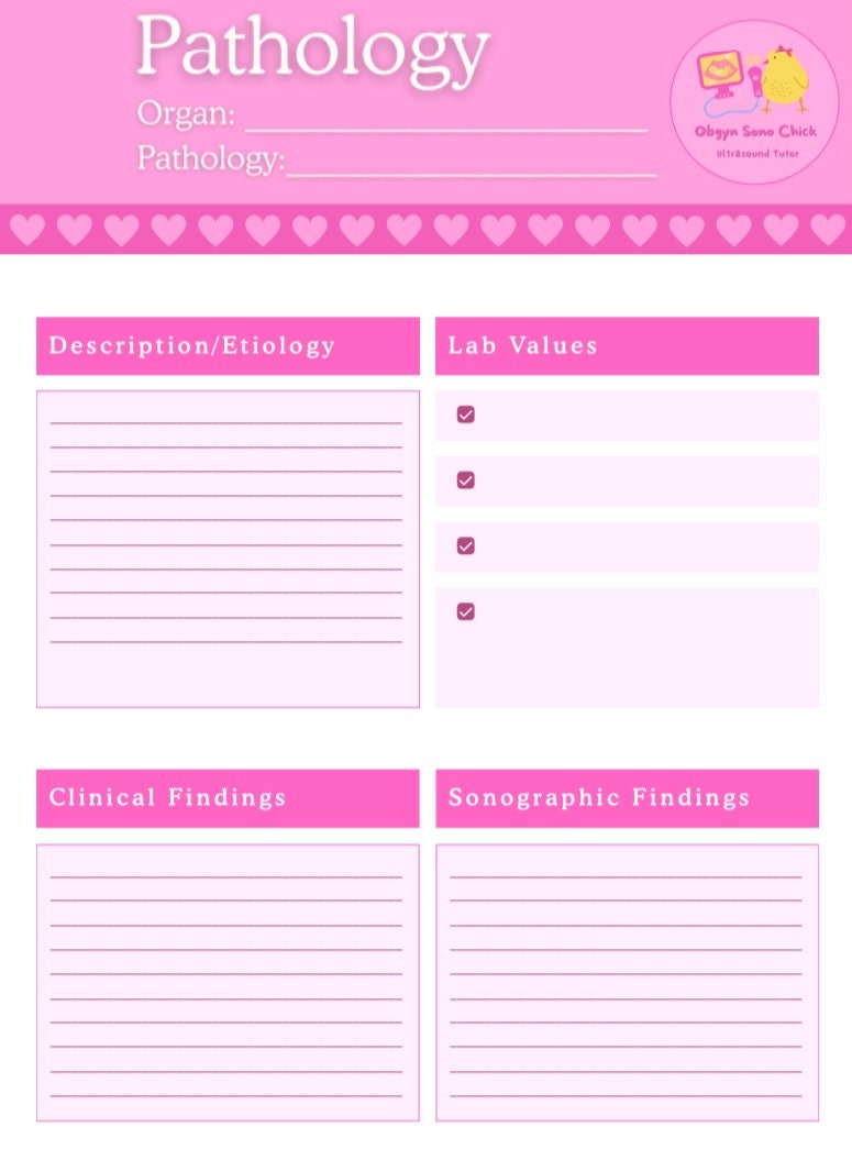 Digital Download Obgyn Ultrasound Study Note Templates - Etsy