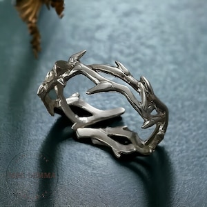 Verstelbare ring zilver doorn - roestvrijstalen open ring - Goth Streetwear punk vintage stijl zilveren ring - Y2k-ring - cadeau voor haar of hem