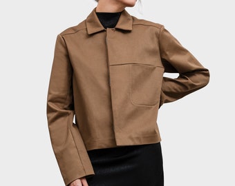The Virgo relaxed fit jacket with front pocket, cotton genderless jacket
