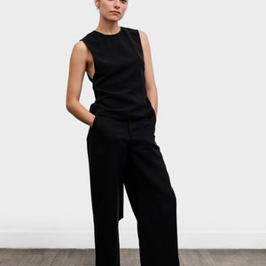 The Leo wide leg Pants with side and back pockets in black recycled rayon image 6