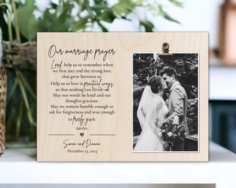 Personalized Marriage Prayer Wood Frame, Wedding Anniversary Gift
