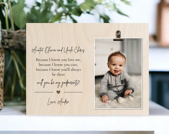 Personalized Godparent Proposal Engraved Wood Frame