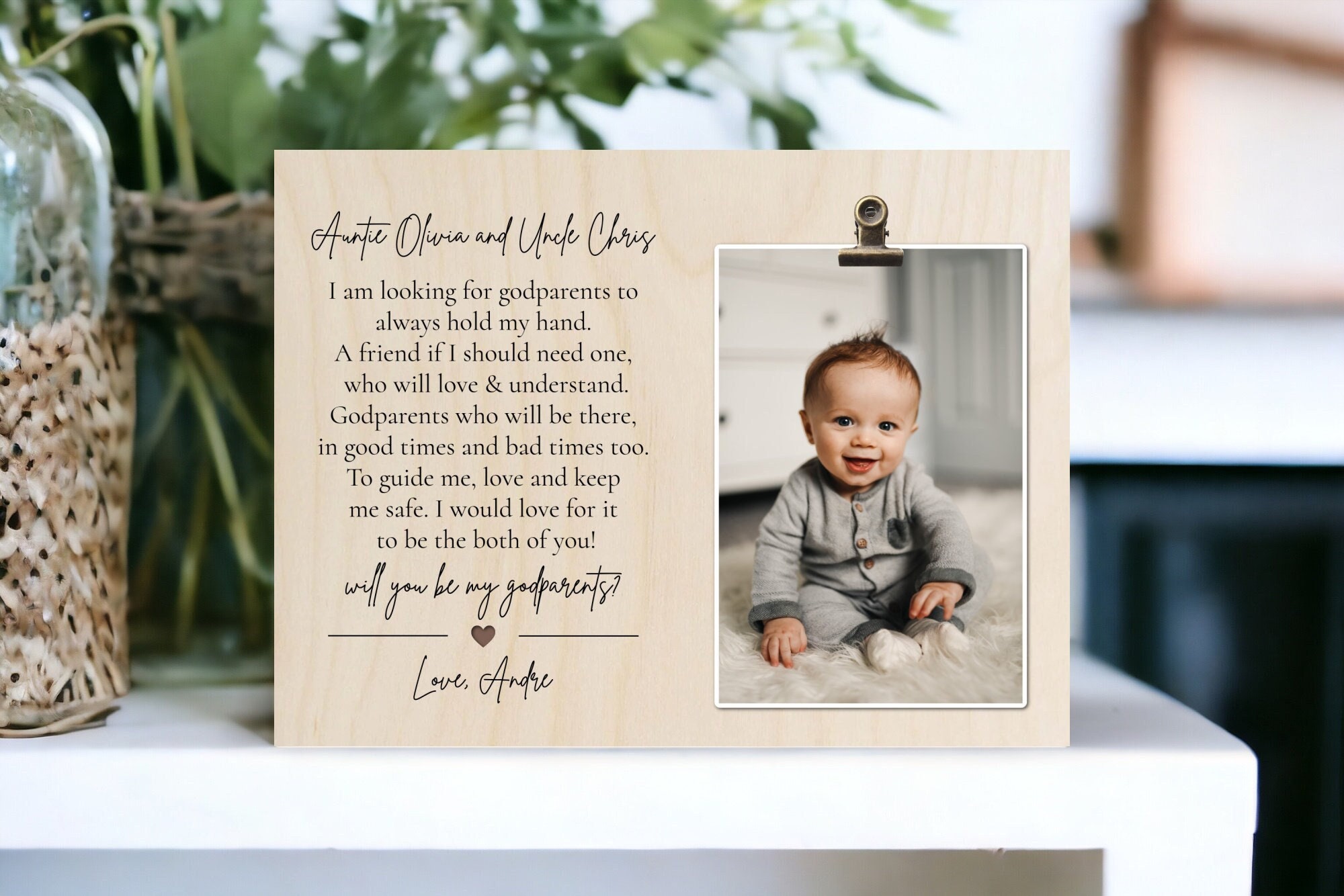 Godparent Proposal, Godparent Frame, Engraved Godparent Proposal Idea, Customized Godparent Proposal