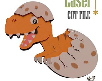 Dinosaur Laser Cut File: 3D Baby Dino SVG, Nursery Decor (Digital Download)
