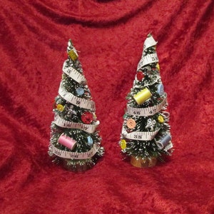 Sewing themed Christmas trees, - buttons, measuring tape, snaps, use as home decor or gift