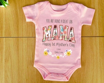 You are doing a great job mama - happy mother's day custom personalized name baby bodysuit