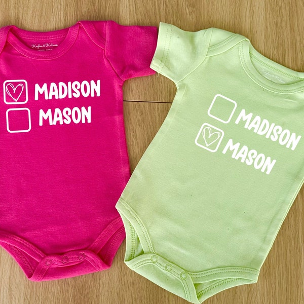 funny twin name baby bodysuit | cutest twin best friends set | twin baby clothes | twin baby fashion | baby shower gift for twins