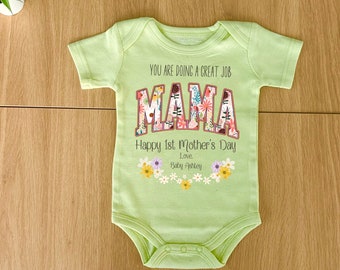 You are doing a great job mama - happy mother's day custom personalized name baby bodysuit