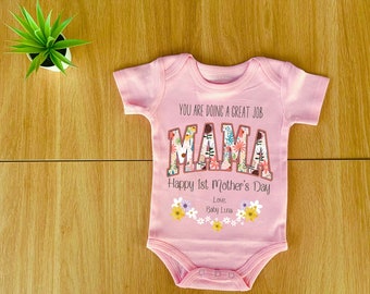 You are doing a great job mama - happy mother's day custom personalized name baby bodysuit