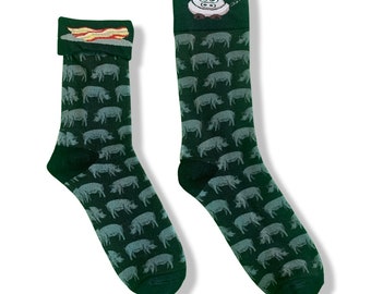 Calcetines reversibles con puños de cerdo y tocino