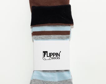 Calcetines reversibles 100% algodón: suela acolchada de color marrón a negro