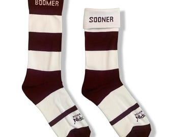 Calcetines Boomer Sooner: calcetines Flippin' del orgullo de Oklahoma