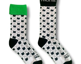 Calcetines de San Patricio. Calcetines "Pinch Me". Tréboles.