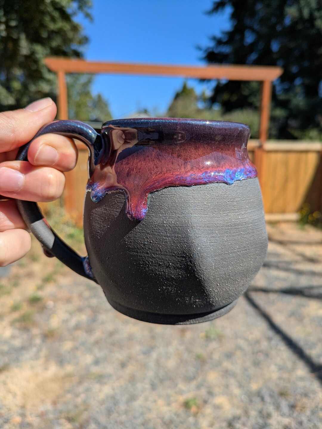 Handmade Super Drips Ruby Blues Twisted Black Clay Mug - Etsy