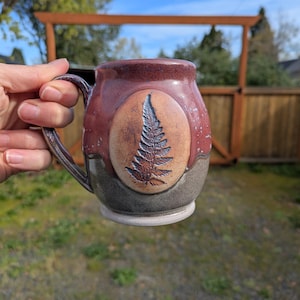 Handmade Big Bellied Burgundy Fern Mug