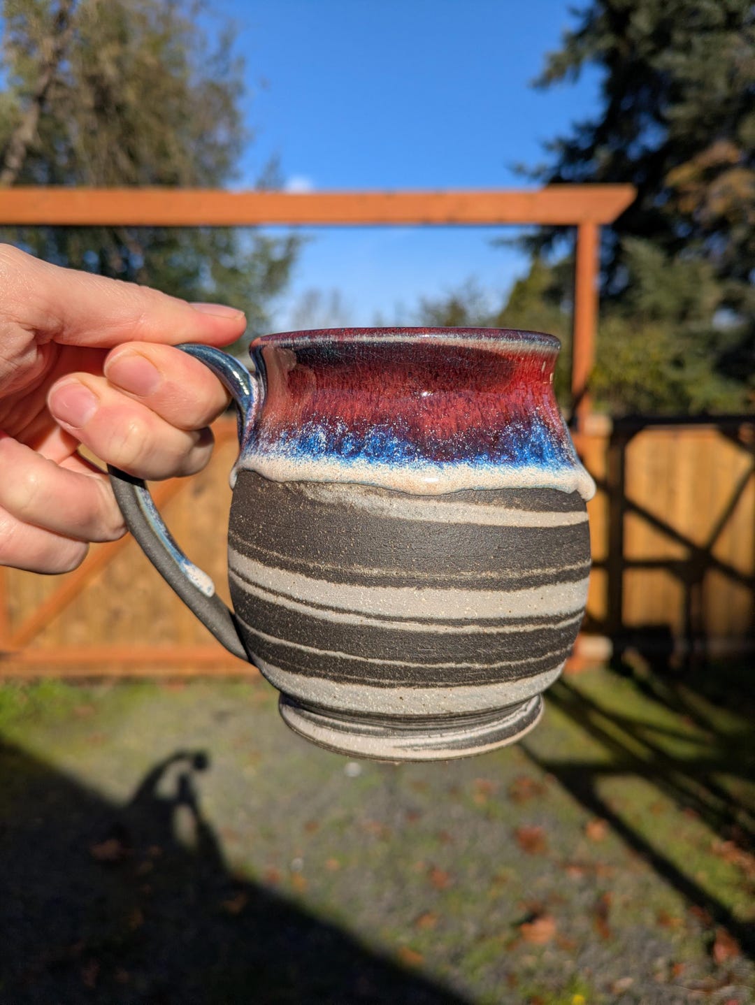 Handmade Super Drips Ruby Blues Black Clay Mug - Etsy