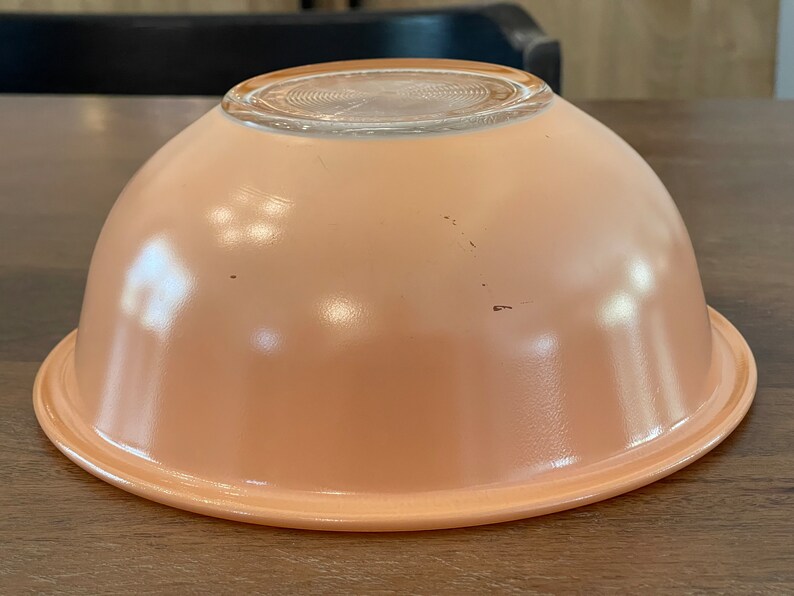 Vintage Pyrex Nesting Glass Mixing Bowl 323 Peach Clear Bottom Corning zdjęcie 7