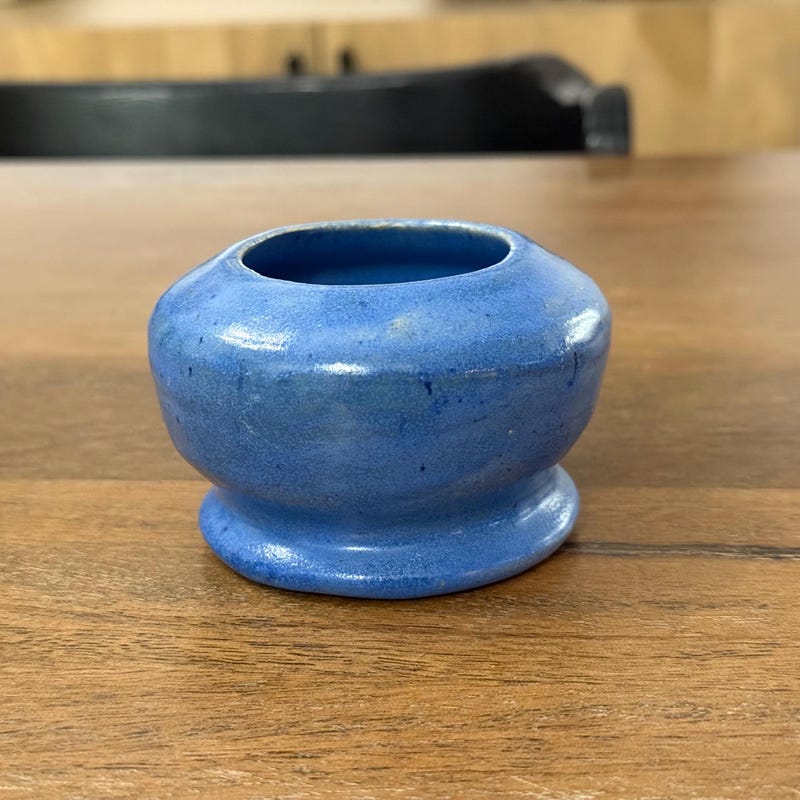 Blue Short Ceramic Vase - Etsy