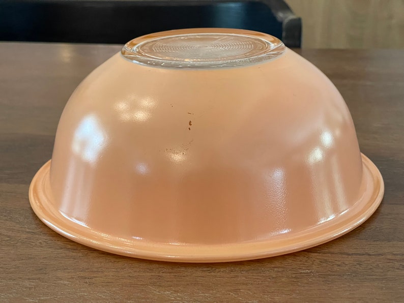 Vintage Pyrex Nesting Glass Mixing Bowl 323 Peach Clear Bottom Corning zdjęcie 8