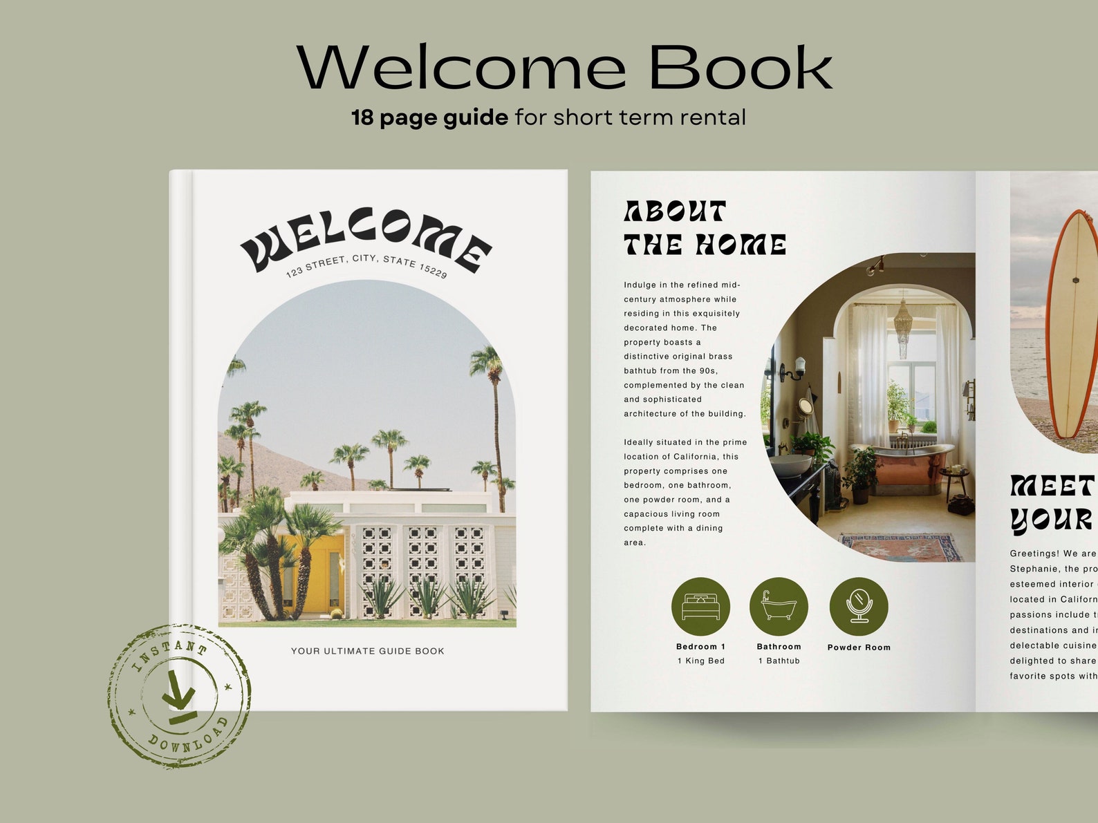 Editable Book Template, Airbnb Manual House Book, Minimalist