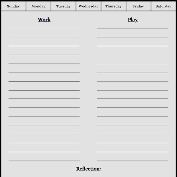 Work + Play Daily Planner | Daily Planner Balancer | Balanced Planner | Life Organizer