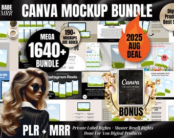 1640+ Canva Mockup Templates Bundle: PLR/MRR Digital Products
